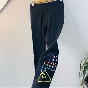 FILA Cotton leggings black slim with brand